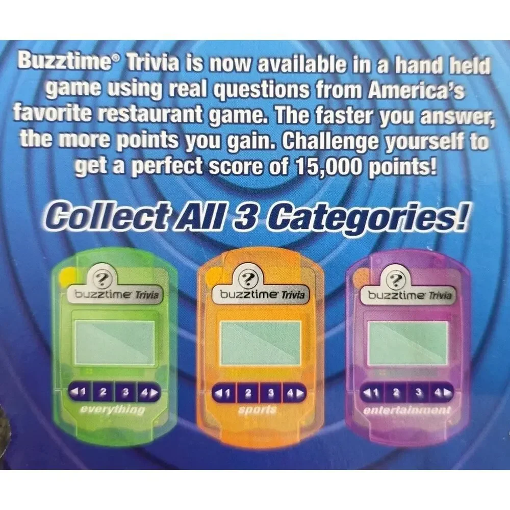 Buzztime, Portable/Handheld 'Entertainment' Trivia Challenge Game, Ages 10+, New